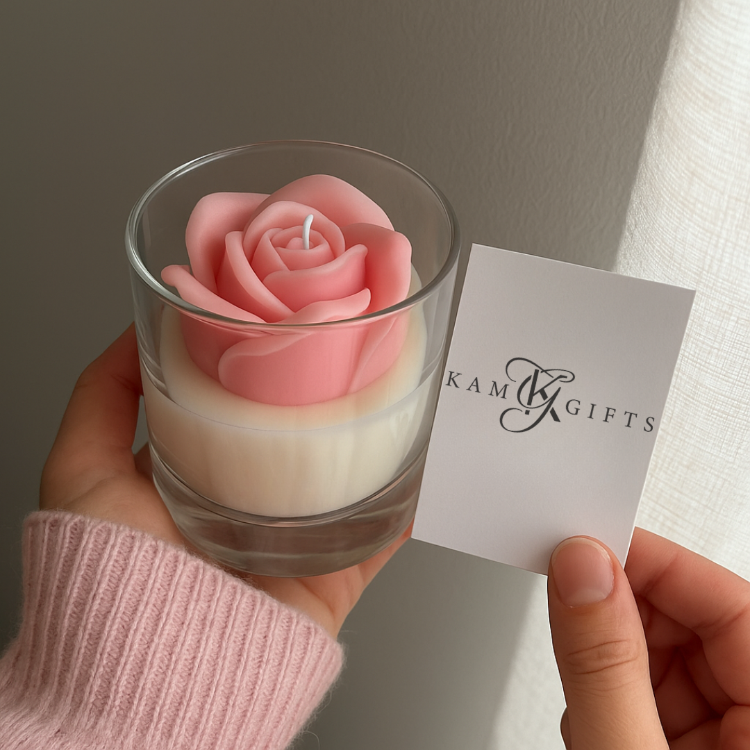 Pink Rose Glass Jar Candle