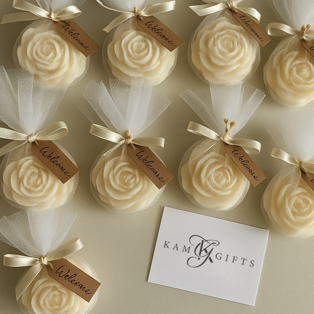Elegant Cream Peony Welcome Favors