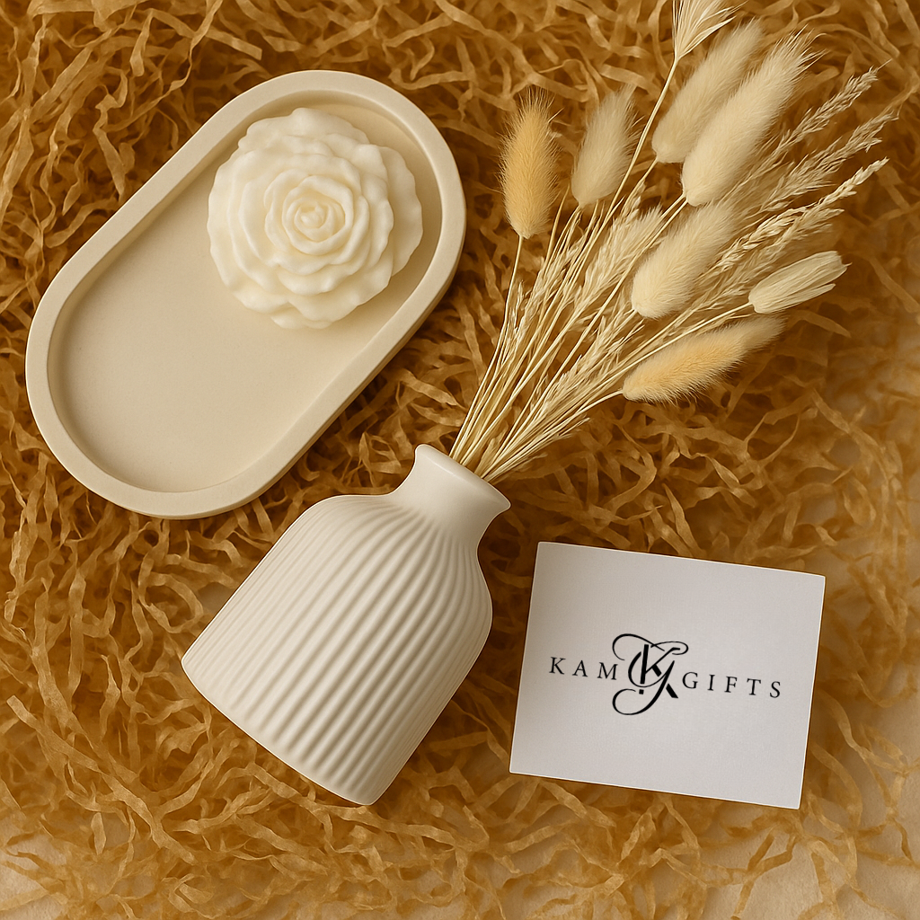 Peony Bloom Décor Set – Ceramic Elegance Collection