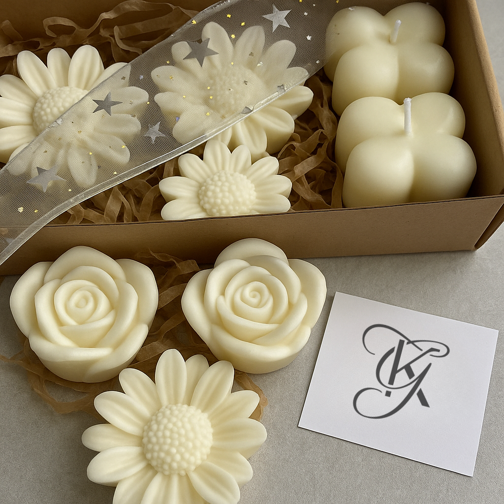 White Blooms Mixed Shape Candle Gift Box