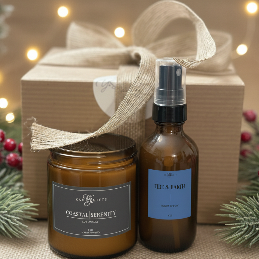 Luxury Soy Candle & Room Spray Christmas Gift Set & Free Surprise Gift