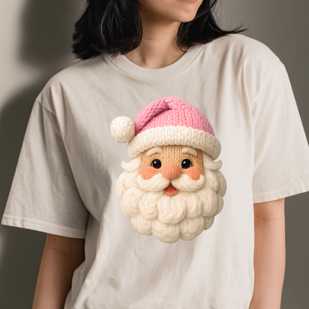 Santa Claus “Embroidered Look” Christmas T-Shirt
