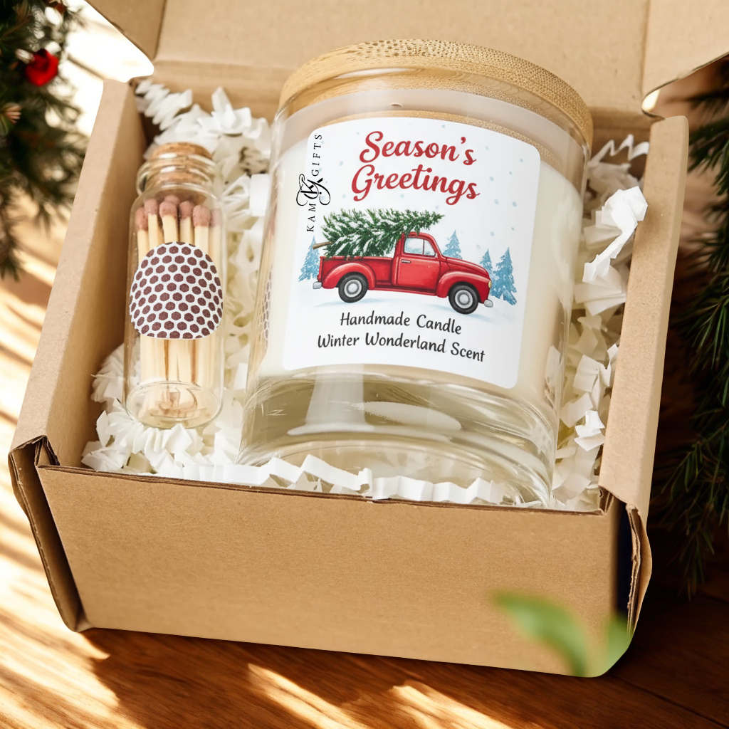 Christmas Candle Gift Set - Winter Wonderland Scent & Matches