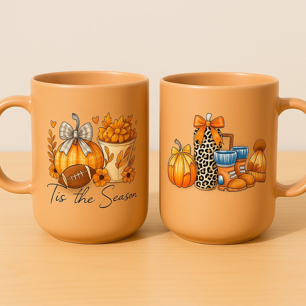 Orange Fall Mug: Pumpkin Spice Latte, Double-Sided Print