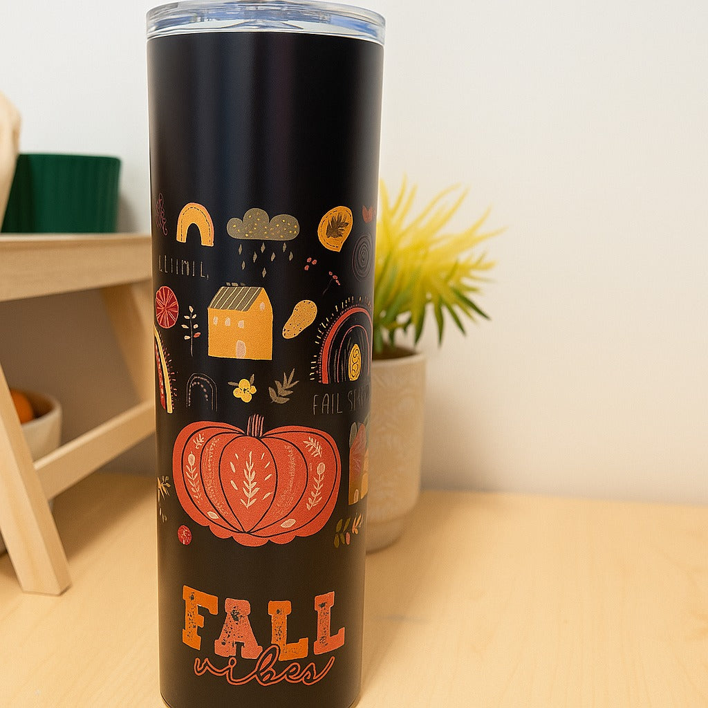 Fall Tumbler: 20oz Stainless Steel Autumn Coffee Cup