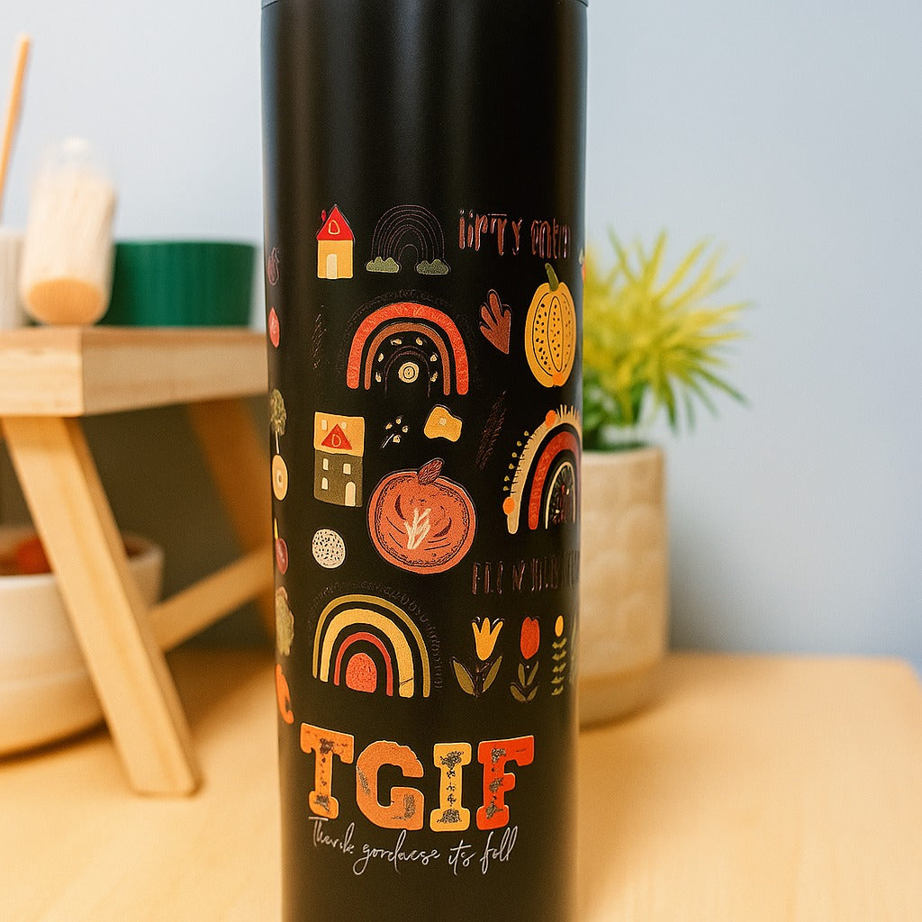 Fall Tumbler: 20oz Stainless Steel Autumn Coffee Cup