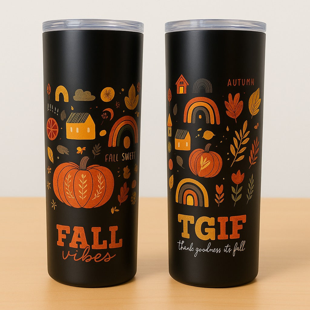 Fall Tumbler: 20oz Stainless Steel Autumn Coffee Cup