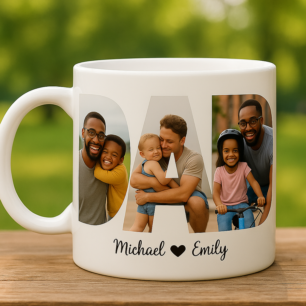 Personalized Photo "DAD" Mug | Custom Picture Coffee Cup Gift