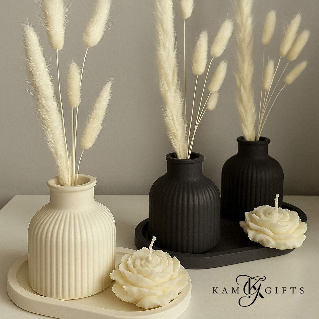 Peony Bloom Décor Set – Ceramic Elegance Collection