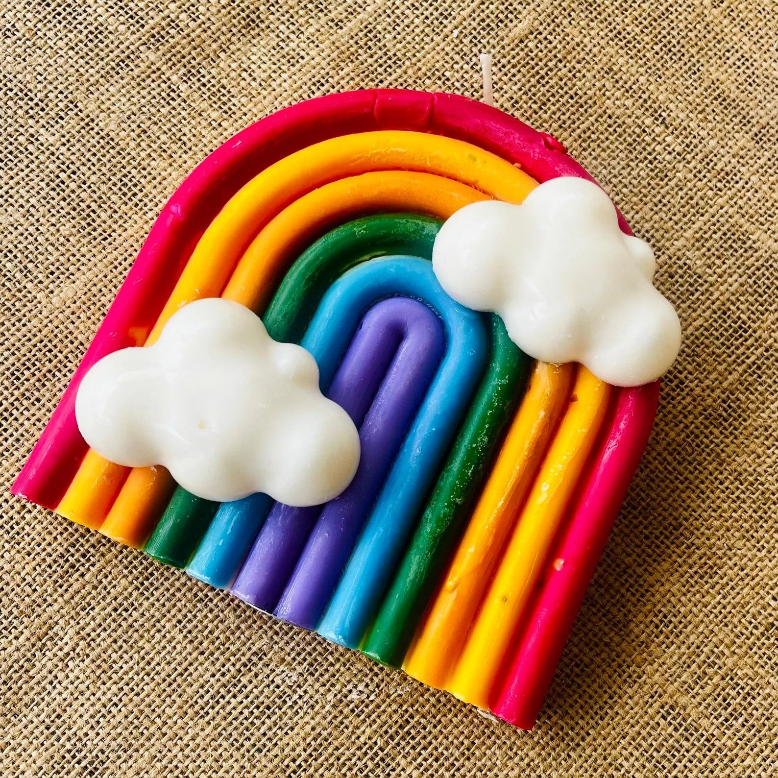 Rainbow Candle with Clouds | Handmade Colorful Decorative Candle