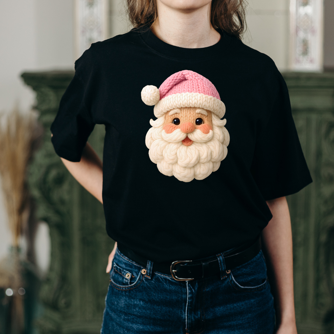 Santa Claus “Embroidered Look” Christmas T-Shirt