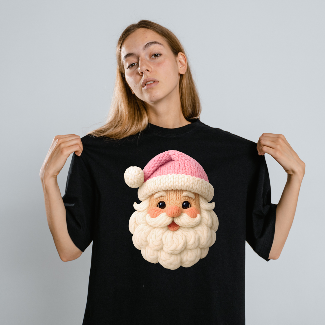 Santa Claus “Embroidered Look” Christmas T-Shirt