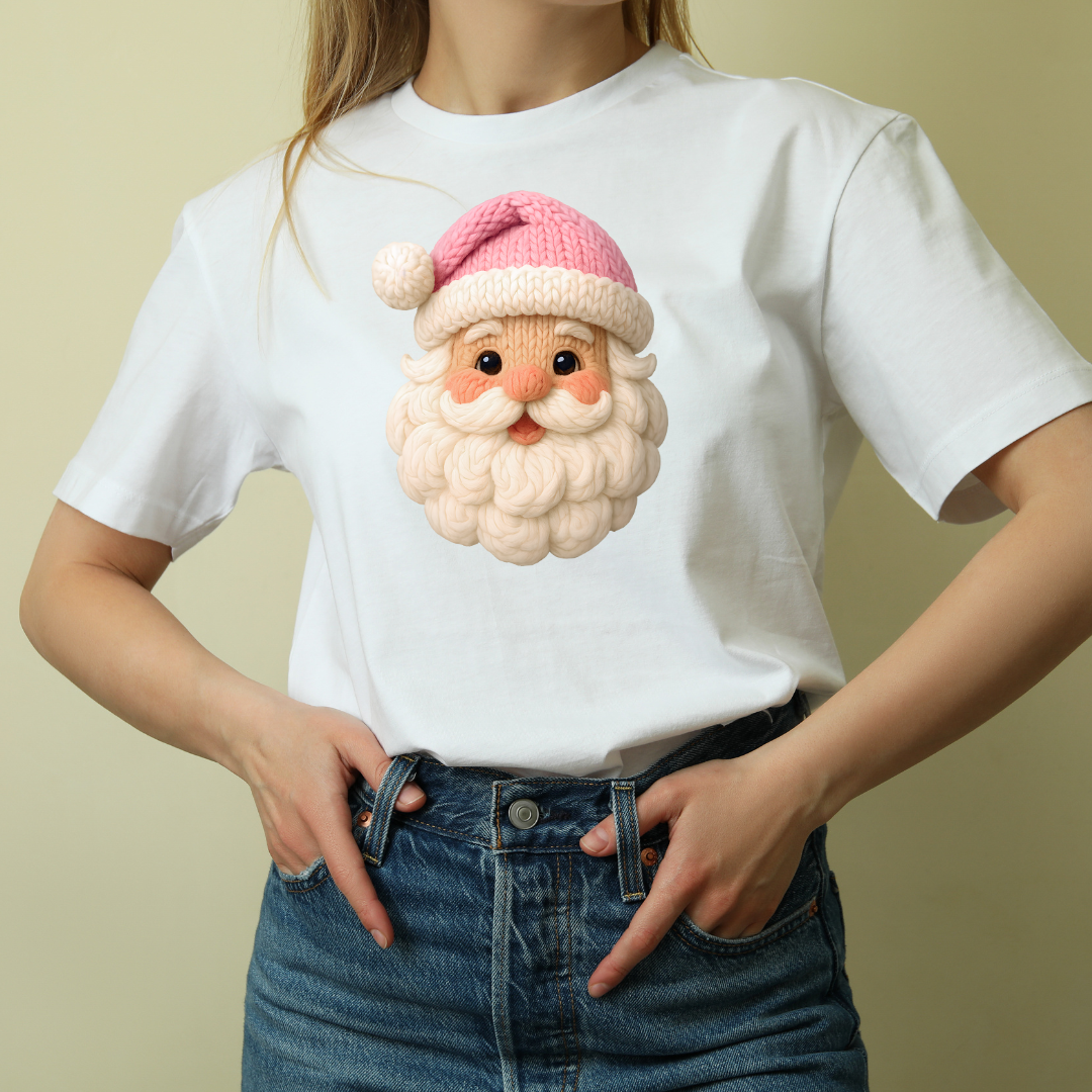 Santa Claus “Embroidered Look” Christmas T-Shirt